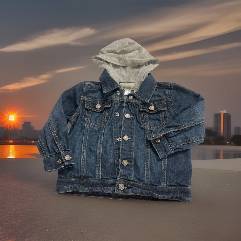 Baby Route 66 Jean Denim Jacket Size 2T‎ Nice Preowned Condition  Hoodie 90's